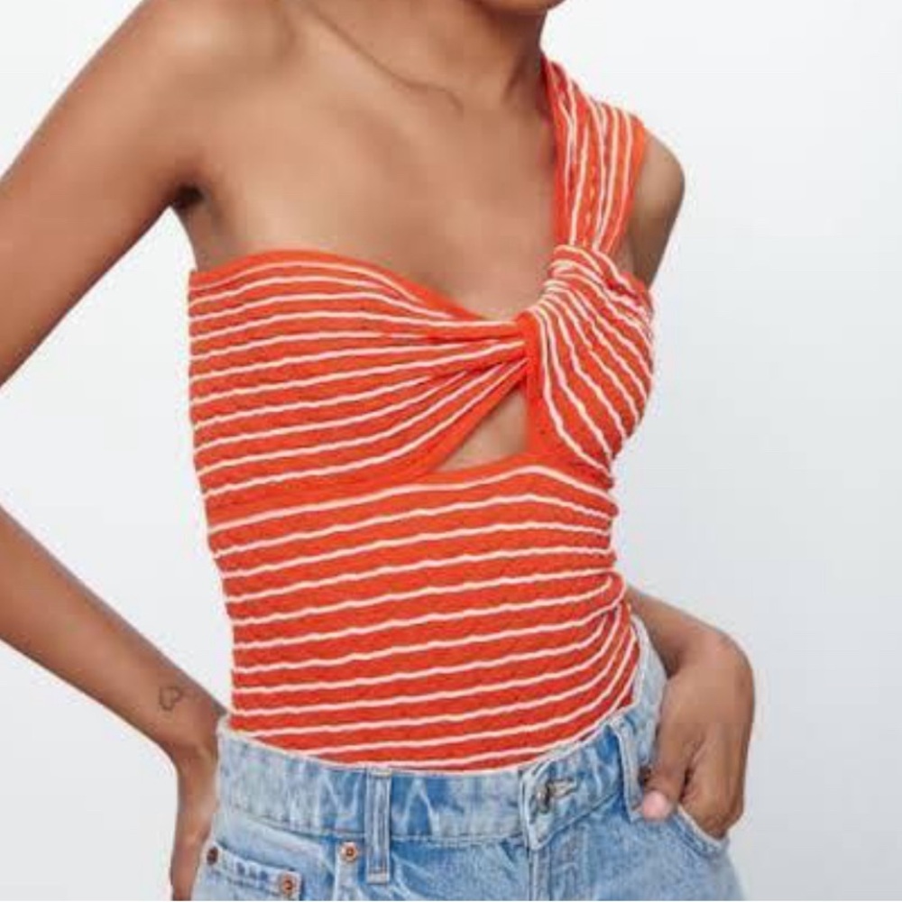 Zara orange asymmetrical top